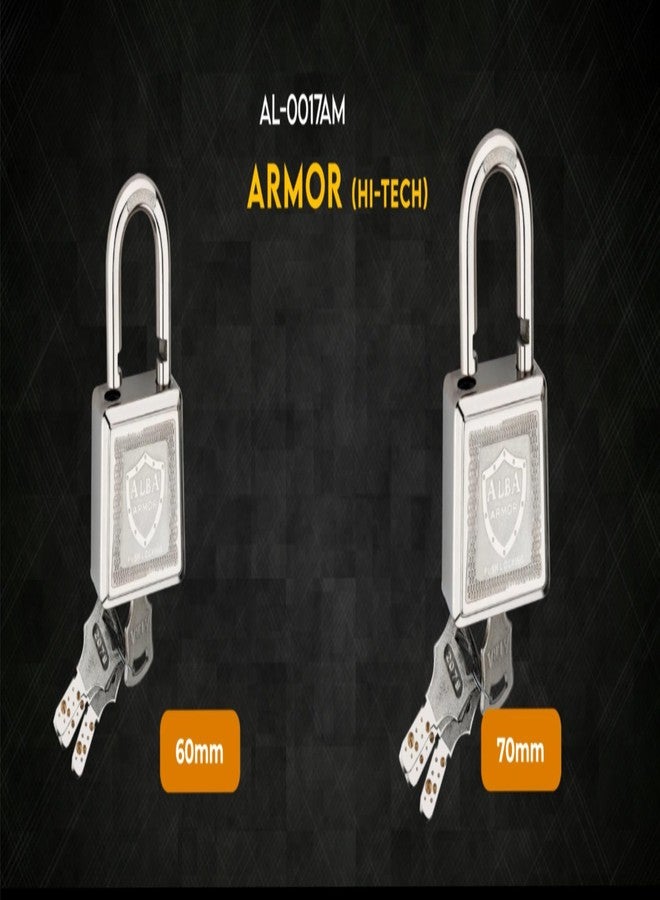 ألبا قفل ALBA Armor عالي التقنية مُحوسب | قفل أمان شديد التحمل 60 مم مع 4 مفاتيح نحاسية فائقة | قفل بالضغط، حماية من الصدأ - Image 5